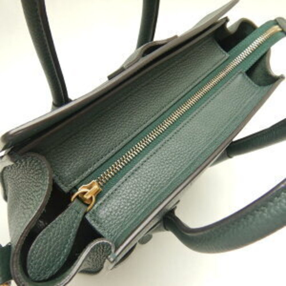 CELINE Luggage 2way Shopper Handbag Calfskin Dark Green - Picture 5 of 9